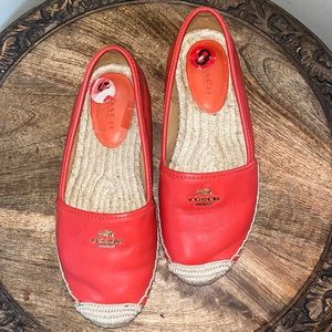Preloved in perfect condition Salmon Leather Coach Slip Ons Size 6